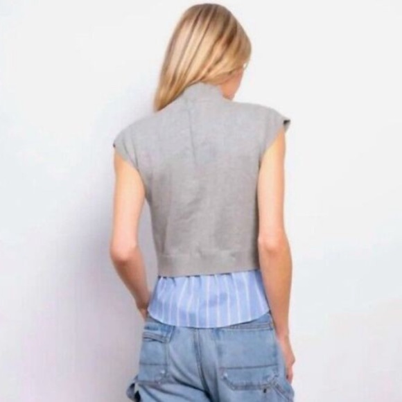 Central Park West Gray/Blue Top Size Small NWOT Revolve Brand NYC Viscose Cotton - Picture 3 of 6